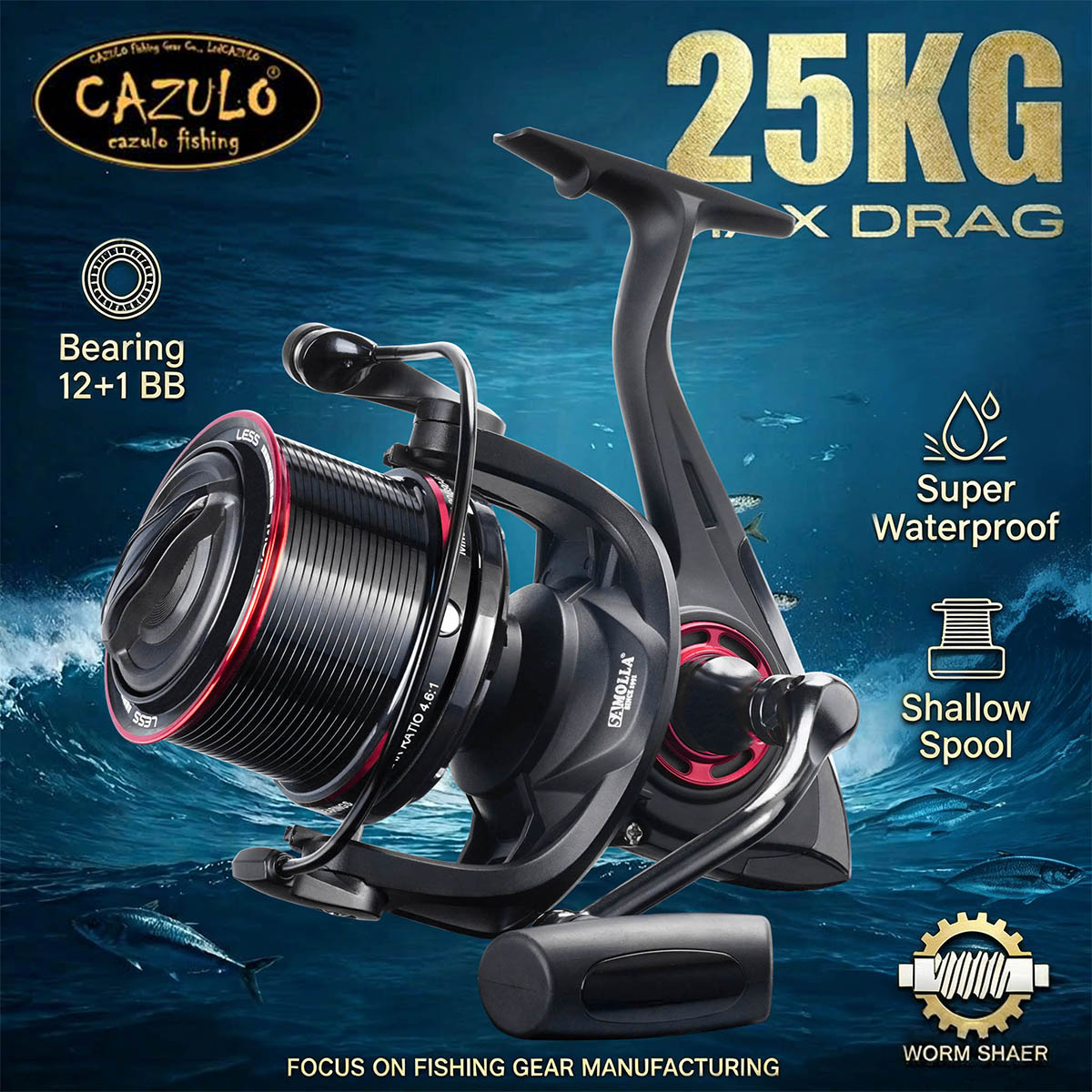 CAZULO Long Cast Spinning Reel - đánh giá và giá Reel Drag Knob