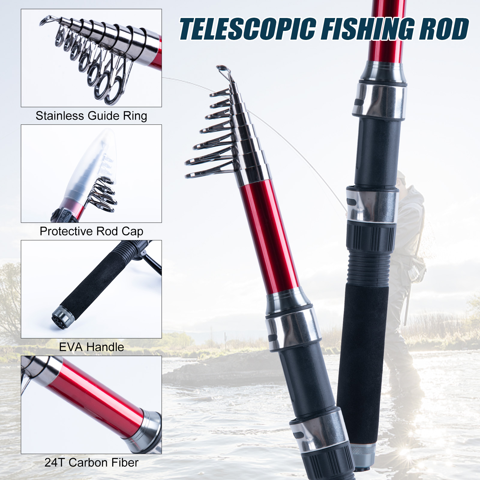 Goture Telescopic Fishing Rod  - đánh giá và giá Reel Bag