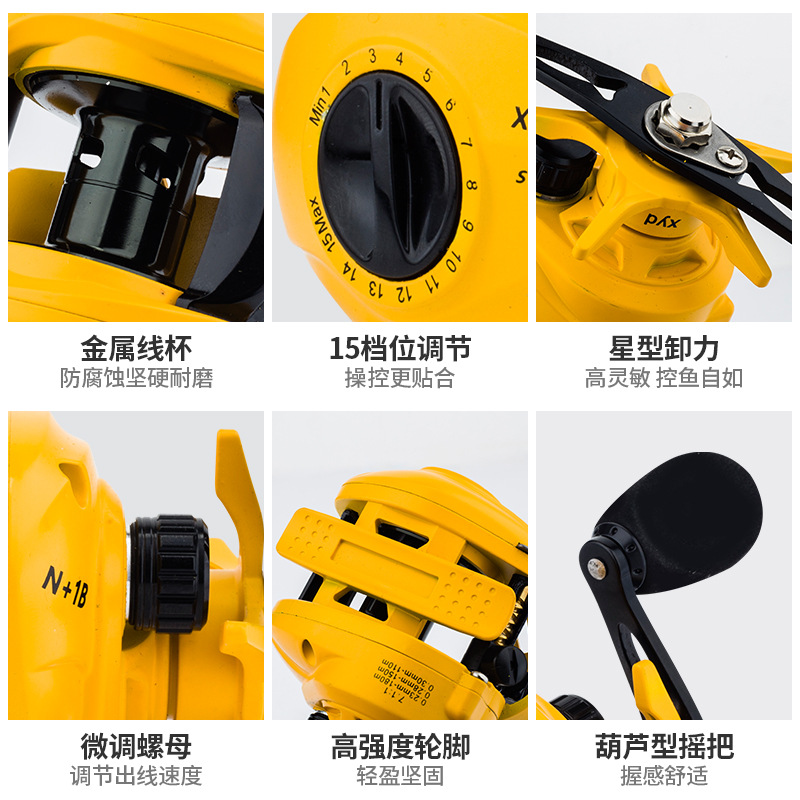 Yellow N+1 Bb Baitcasting Reel - đánh giá và giá Ice Fishing Reel