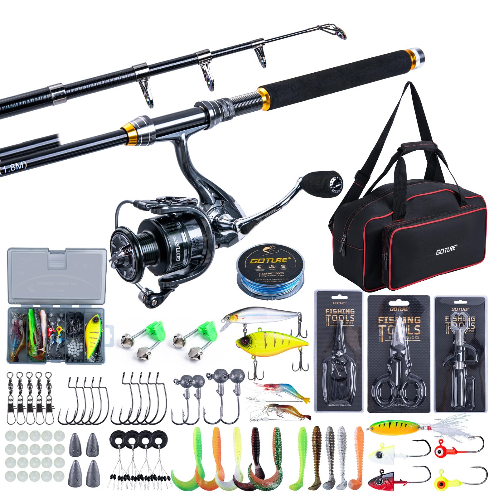 Goture Fishing Telescopic Rod  - đánh giá và giá Reel Bag
